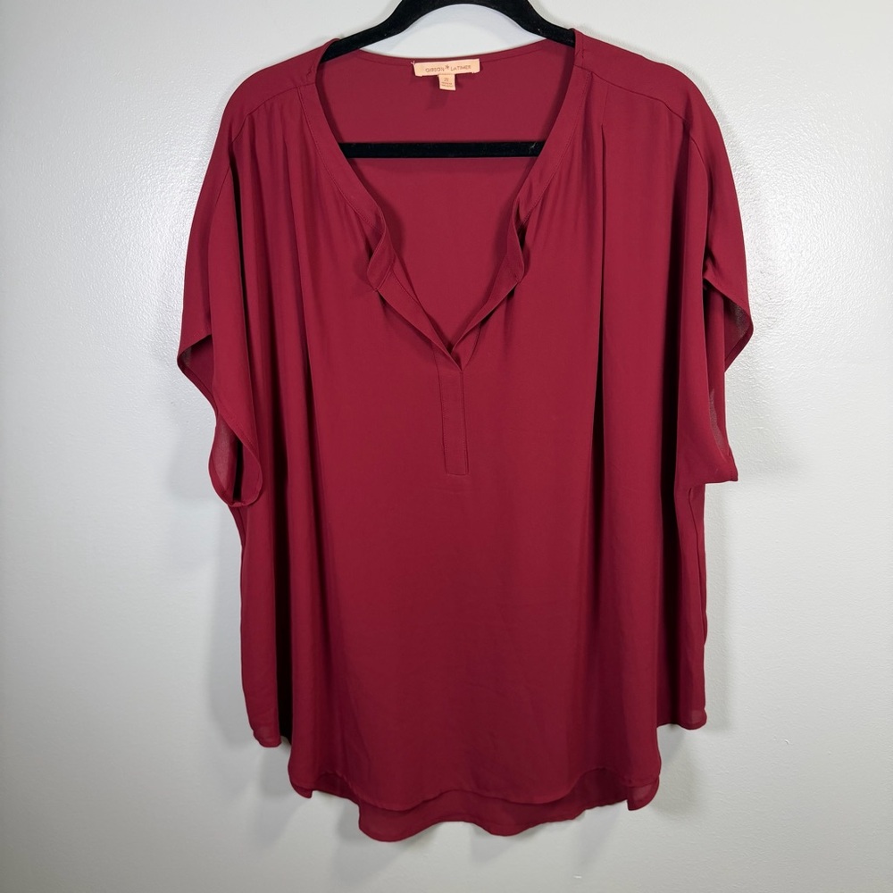 Gibson Latimer Women's Dark Red Blouse Sz 2X